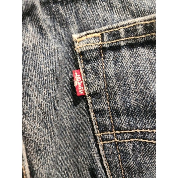 MEN'S LEVIS 501 SZ 33X34 LEVIS DARK WASH BOOT CUT BUTTON FLY 80'S 90'S JEANS - Picture 4 of 10